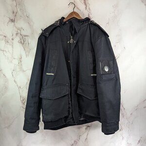 Awaknd Land Coat Mens 3X Black Faux Fur Hooded Parka Winter Outdoor Ski Snow